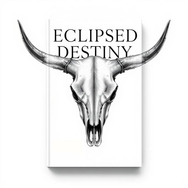A detailed and artistic representation of a book cover featuring a cow skull centered prominently
