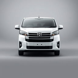 A sleek white Toyota Proace van positioned against a smooth grey background, highlighting its elegant design and modern features