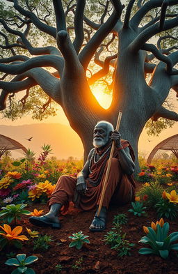 A powerful, inspiring image representing the concept of 'Roots of Resilience' with a strong African influence