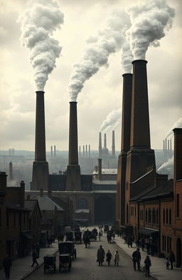 A vivid representation of 19th century Manchester, showcasing its industrial landscape