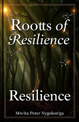 A beautifully designed book cover for 'Roots of Resilience' by Mwita Peter Nyagokong'ga