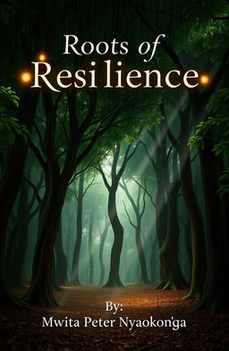 A beautifully designed book cover for 'Roots of Resilience' by Mwita Peter Nyagokong'ga