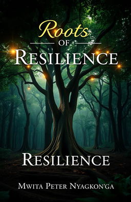 A beautifully designed book cover for 'Roots of Resilience' by Mwita Peter Nyagokong'ga