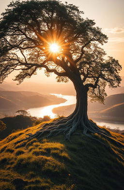A peaceful and serene landscape depicting the essence of resilience, inspired by "Roots of Resilience" by Mwita Peter