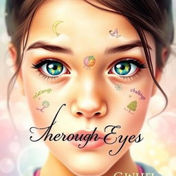 A captivating book cover for a novel titled 'Through Her Eyes'