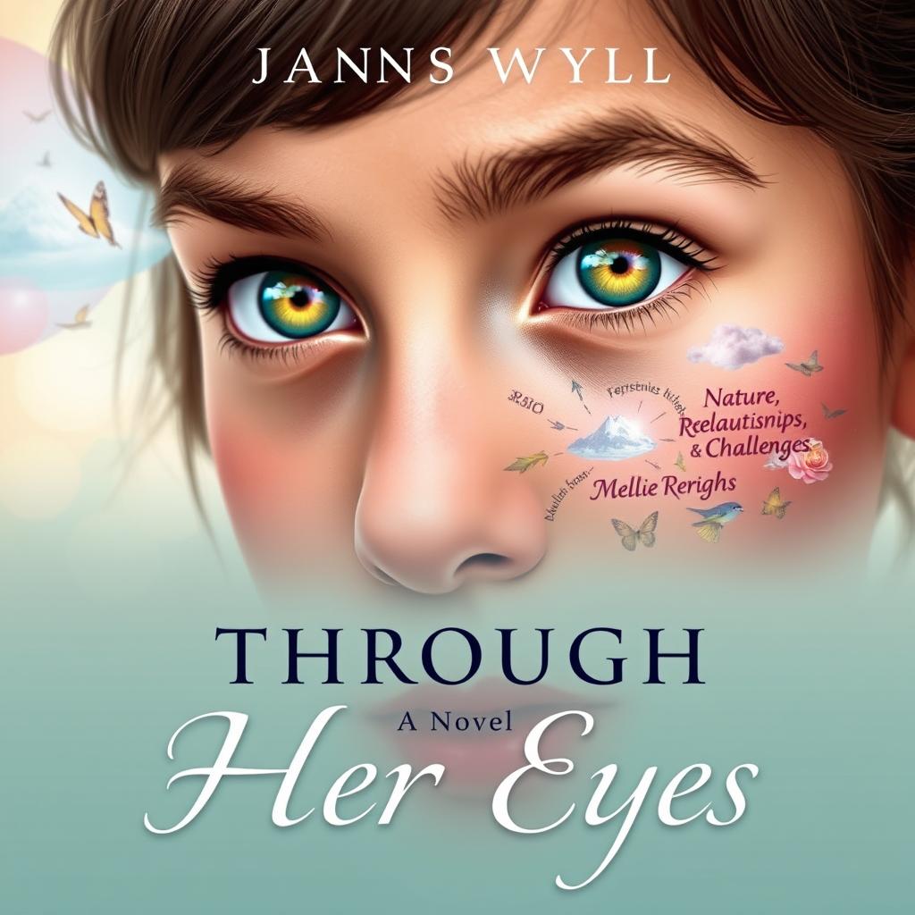 A captivating book cover for a novel titled 'Through Her Eyes'