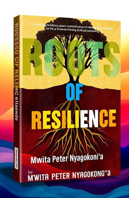 A visually striking book cover for "ℝ𝕠𝕠𝕥𝕤 𝕆𝕗 ℝ𝕖𝕤𝕚𝕝𝕚𝕖𝕟𝕔𝕖" by Mwita Peter Nyagokong'a