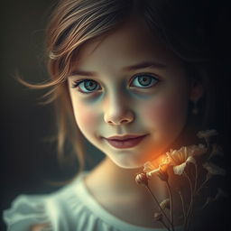 A haunting yet beautiful image of a young girl, depicted in a soft, ethereal style