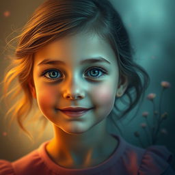 A haunting yet beautiful image of a young girl, depicted in a soft, ethereal style