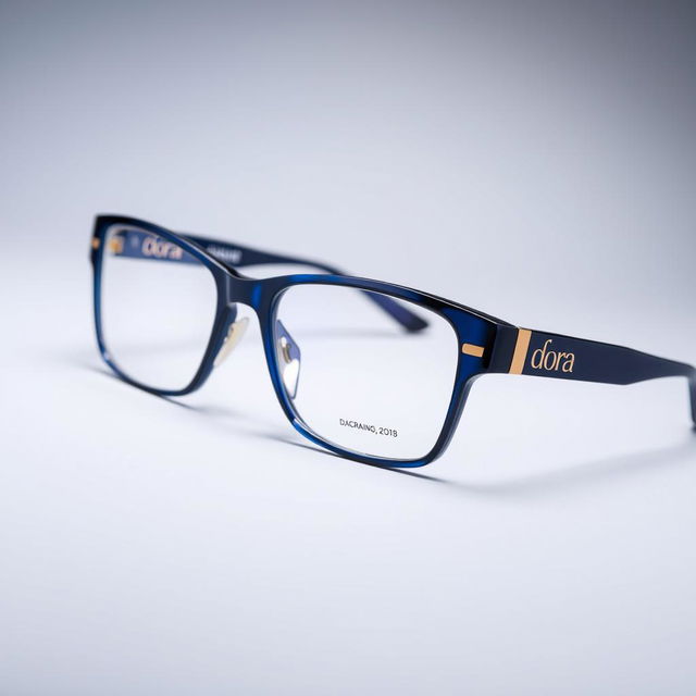 A stylish pair of eyeglasses featuring the brand name 'Dora' elegantly displayed on the temple arm