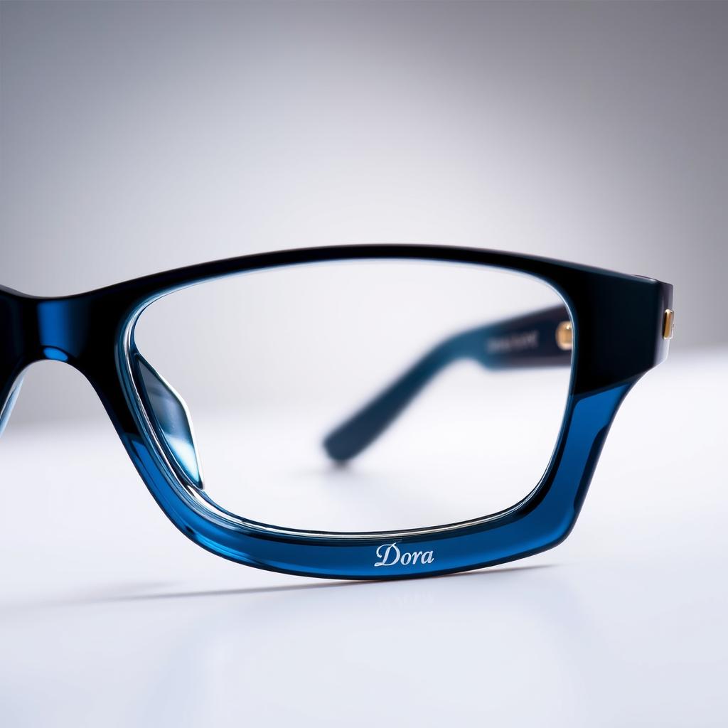 A stylish pair of eyeglasses featuring the brand name 'Dora' elegantly displayed on the temple arm