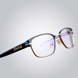 A stylish pair of eyeglasses featuring the brand name 'Dora' elegantly displayed on the temple arm