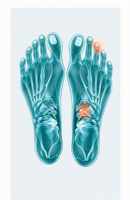 An abstract representation of feet incorporating elements of medical imaging