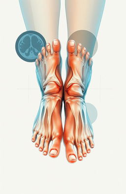 An abstract representation of feet incorporating elements of medical imaging