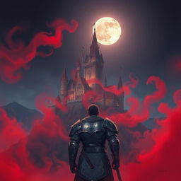 A mesmerizing Procreate 3D style illustration depicting a majestic castle situated on a hill, bathed in the ethereal light of a full moon shining brightly in the nighttime sky