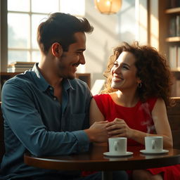 A heartwarming scene depicting a genuine friendship between a man and a woman
