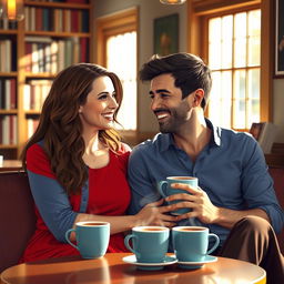 A heartwarming scene depicting a genuine friendship between a man and a woman