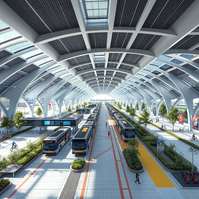 A conceptual design for a modern bus terminal project featuring innovative architectural elements