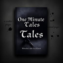 A book cover design for 'One Minute Tales' by Minahil Asif Ali Khan featuring a dark and aesthetic theme