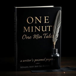 A captivating book cover design for 'One Minute Tales' by Minahil Asif Ali Khan featuring a dark and aesthetic theme