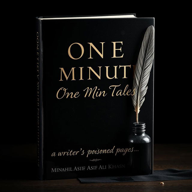 A captivating book cover design for 'One Minute Tales' by Minahil Asif Ali Khan featuring a dark and aesthetic theme