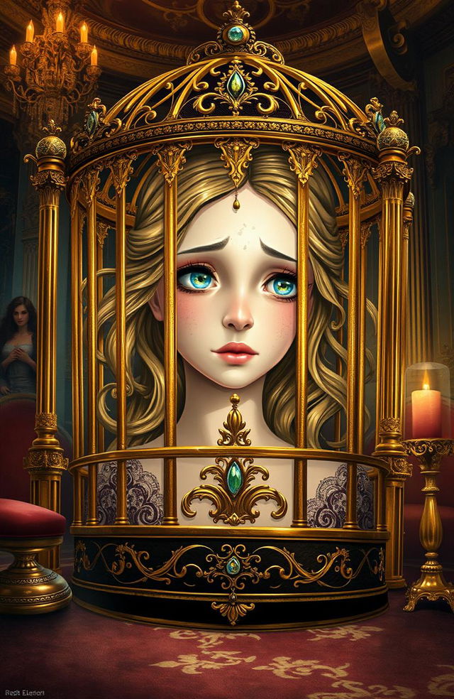 A mesmerizing book cover illustration depicting a beautiful girl with delicate facial features, embodying the essence of innocence and vulnerability, who is blind