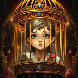 An enchanting novel cover illustration featuring a blind village girl with soft, gentle features, representing innocence and resilience