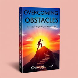 A motivational book cover titled "Overcoming Daily Obstacles by Great Learner" featuring an abstract image of a determined individual climbing a mountain representing challenges and obstacles