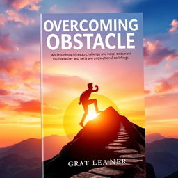 A motivational book cover titled "Overcoming Daily Obstacles by Great Learner" featuring an abstract image of a determined individual climbing a mountain representing challenges and obstacles