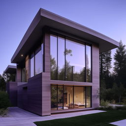 Modern-style exterior design of a house with sleek lines, large windows, and minimalist aesthetics.