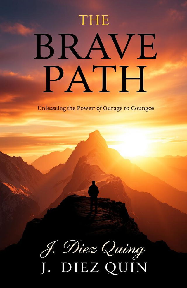 A compelling book cover design for 'The Brave Path: Unleashing the Power of Courage to Conquer' by J