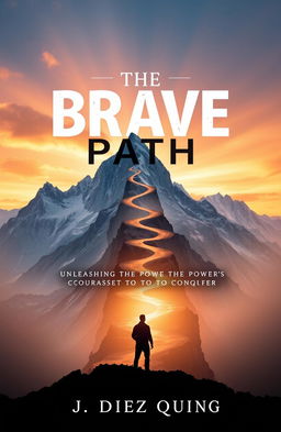A compelling book cover design for 'The Brave Path: Unleashing the Power of Courage to Conquer' by J