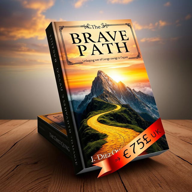 A visually striking book cover design for 'The Brave Path: Unleashing the Power of Courage to Conquer' by J