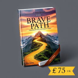 A visually striking book cover design for 'The Brave Path: Unleashing the Power of Courage to Conquer' by J