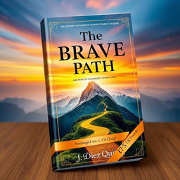 A visually striking book cover design for 'The Brave Path: Unleashing the Power of Courage to Conquer' by J