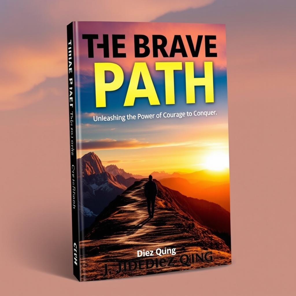 A striking book cover design for 'The Brave Path: Unleashing the Power of Courage to Conquer' by J