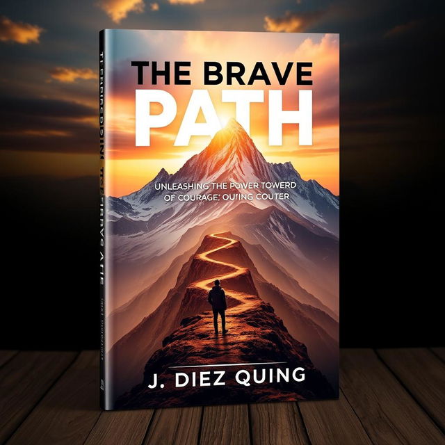 A striking book cover design for 'The Brave Path: Unleashing the Power of Courage to Conquer' by J