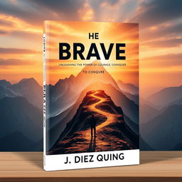 A striking book cover design for 'The Brave Path: Unleashing the Power of Courage to Conquer' by J