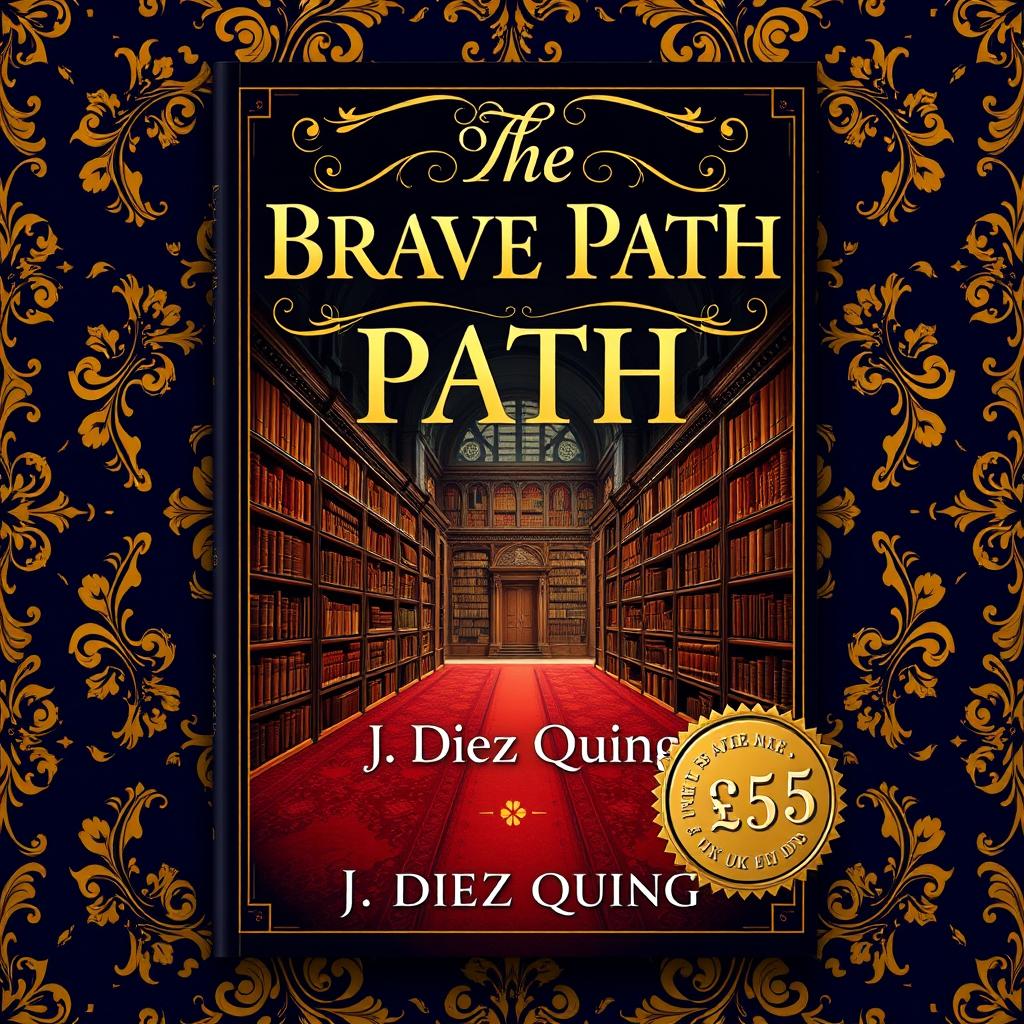 An opulent and formal book cover design for 'The Brave Path: Unleashing the Power of Courage to Conquer' by J