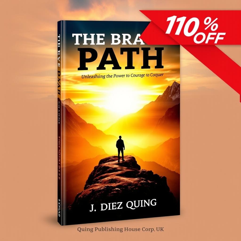 A striking book cover design for 'The Brave Path: Unleashing the Power of Courage to Conquer' by J