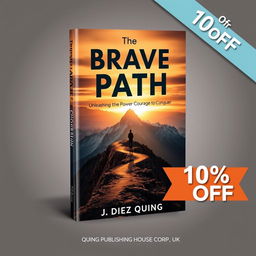 A striking book cover design for 'The Brave Path: Unleashing the Power of Courage to Conquer' by J