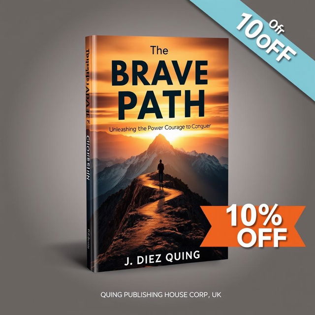 A striking book cover design for 'The Brave Path: Unleashing the Power of Courage to Conquer' by J