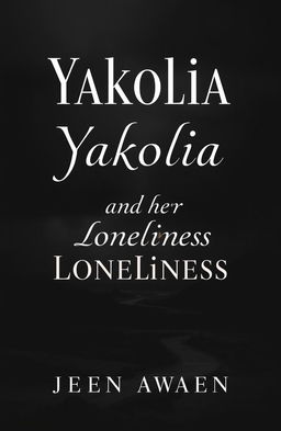 A book cover design for 'Yakolia and Her Loneliness', featuring a striking dark and monochromatic color scheme
