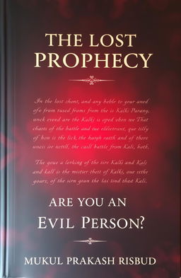 A book cover design featuring a dark, reddish-black background with an ethereal glow