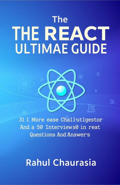 A captivating book cover design for "The React Ultimate Guide", featuring a bold and modern font for the title prominently at the top