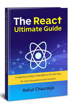 A captivating book cover design for "The React Ultimate Guide", featuring a bold and modern font for the title prominently at the top