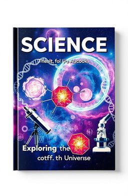 An A4 size book cover featuring a captivating science theme