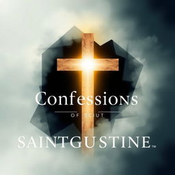 The cover design for the book 'Confessions of Saint Augustine', featuring a modern and artistic interpretation of a cross integrated into the design