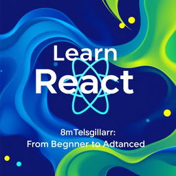 A visually striking and modern book cover for a title on React, featuring a dynamic abstract background with fluid shapes and vibrant colors like blue, green, and yellow