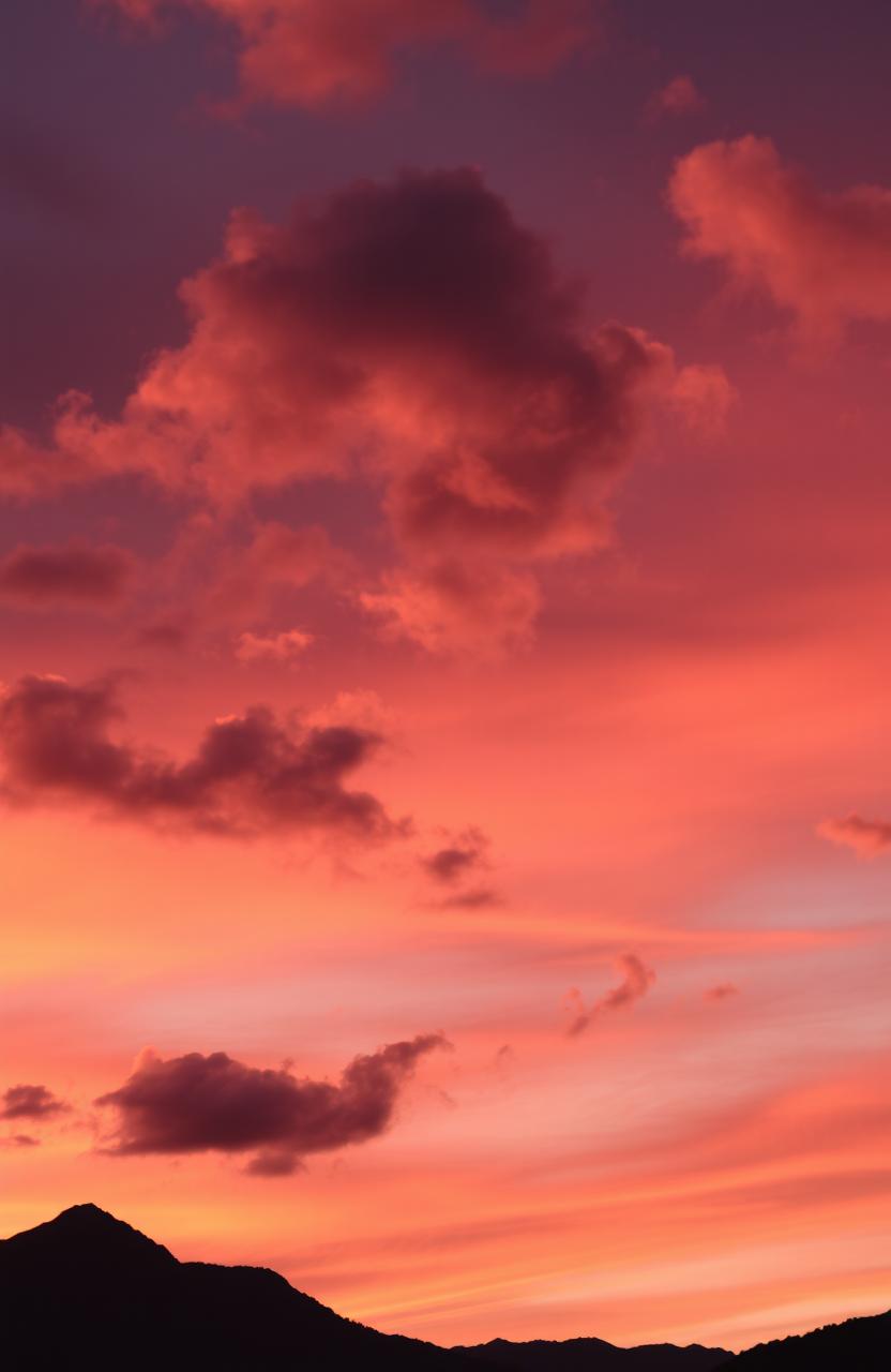 A stunning view of a sunset sky, filled with vibrant shades of orange, pink, and purple blending beautifully